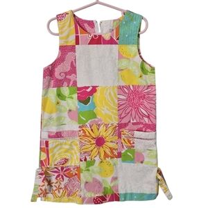 Lily Pulitzer  Colorful Patchwork Sleeveless Dress Size 6 Cotton Pockets *